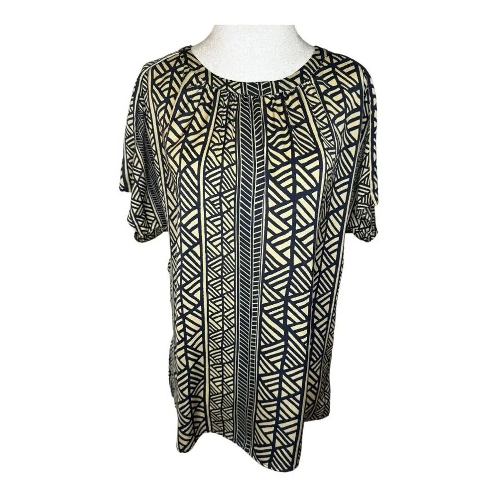 Banana Republic Women's Small Geometricβ Print Short Sleeved Blouse Multicolor
